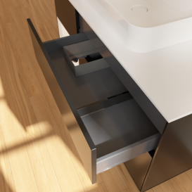 Тумба под раковину Villeroy & Boch Finion 120х50,1 см с подсветкой МДФ черный матовый лак/стекло белое матовое F411MTPD