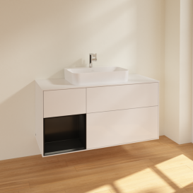 Тумба під раковину Villeroy & Boch Finion 120х50,1 см із підсвічуванням МДФ білий глянцевий лак/скло біле матове F411PDGF