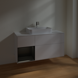 Тумба під раковину Villeroy & Boch Finion 120х50,1 см із підсвічуванням МДФ білий глянцевий лак/скло біле матове F411PDGF