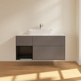 Тумба под раковину Villeroy & Boch Finion 120х50,1 см с подсветкой МДФ антрацит матовый лак/стекло белое матовое F411PDGK