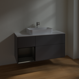 Тумба под раковину Villeroy & Boch Finion 120х50,1 см с подсветкой МДФ антрацит матовый лак/стекло белое матовое F411PDGK