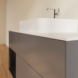 Тумба под раковину Villeroy & Boch Finion 120х50,1 см с подсветкой МДФ антрацит матовый лак/стекло белое матовое F411PDGK