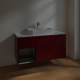 Тумба под раковину Villeroy & Boch Finion 120х50,1 см с подсветкой МДФ пион матовый лак/стекло белое матовое F411PDHB