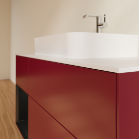 Тумба под раковину Villeroy & Boch Finion 120х50,1 см с подсветкой МДФ пион матовый лак/стекло белое матовое F411PDHB