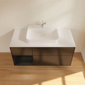 Тумба под раковину Villeroy & Boch Finion 120х50,1 см с подсветкой МДФ черный матовый лак/стекло белое матовое F411PDPD