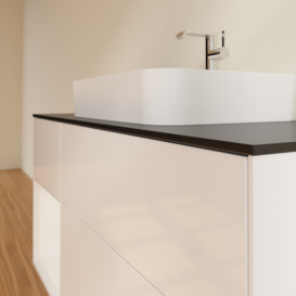 Тумба под раковину Villeroy & Boch Finion 120х50,1 см с подсветкой МДФ глянцевый белый лак/стекло черное матовое F412GFGF