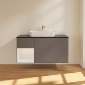 Тумба под раковину Villeroy & Boch Finion 120х50,1 см с подсветкой МДФ антрацит матовый лак/стекло черное матовое F412GFGK