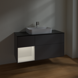 Тумба под раковину Villeroy & Boch Finion 120х50,1 см с подсветкой МДФ антрацит матовый лак/стекло черное матовое F412GFGK