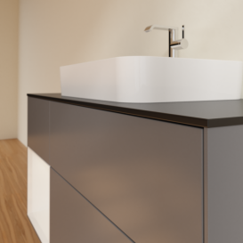 Тумба под раковину Villeroy & Boch Finion 120х50,1 см с подсветкой МДФ антрацит матовый лак/стекло черное матовое F412GFGK