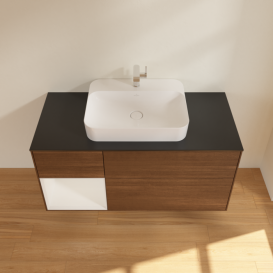 Тумба под раковину Villeroy & Boch Finion 120х50,1 см с подсветкой МДФ шпон грецкого ореха/стекло черное матовое F412GFGN