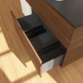 Тумба под раковину Villeroy & Boch Finion 120х50,1 см с подсветкой МДФ шпон грецкого ореха/стекло черное матовое F412GFGN