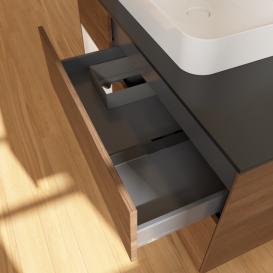 Тумба под раковину Villeroy & Boch Finion 120х50,1 см с подсветкой МДФ шпон грецкого ореха/стекло черное матовое F412GFGN