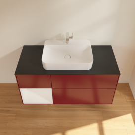 Тумба под раковину Villeroy & Boch Finion 120х50,1 см с подсветкой МДФ пион матовый лак/стекло черное матовое F412GFHB