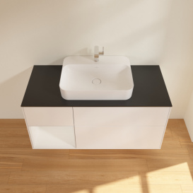 Тумба под раковину Villeroy & Boch Finion 120х50,1 см с подсветкой МДФ белый матовый лак/стекло черное матовое F412GFMT