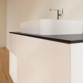 Тумба под раковину Villeroy & Boch Finion 120х50,1 см с подсветкой МДФ белый матовый лак/стекло черное матовое F412GFMT