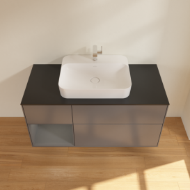 Тумба под раковину Villeroy & Boch Finion 120х50,1 см с подсветкой МДФ антрацит матовый лак/стекло черное матовое F412GKGK