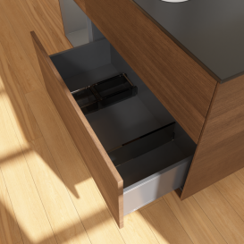 Тумба под раковину Villeroy & Boch Finion 120х50,1 см с подсветкой МДФ шпон грецкого ореха/стекло черное матовое F412GKGN