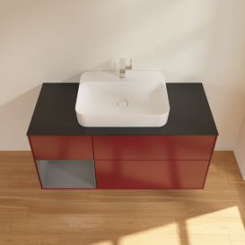 Тумба под раковину Villeroy & Boch Finion 120х50,1 см с подсветкой МДФ пион матовый лак/стекло черное матовое F412GKHB