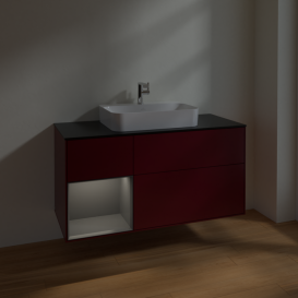 Тумба под раковину Villeroy & Boch Finion 120х50,1 см с подсветкой МДФ пион матовый лак/стекло черное матовое F412GKHB