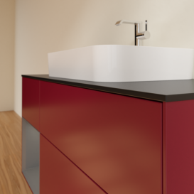 Тумба под раковину Villeroy & Boch Finion 120х50,1 см с подсветкой МДФ пион матовый лак/стекло черное матовое F412GKHB