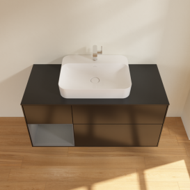 Тумба под раковину Villeroy & Boch Finion 120х50,1 см с подсветкой МДФ черный матовый лак/стекло черное матовое F412GKPD