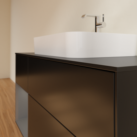 Тумба под раковину Villeroy & Boch Finion 120х50,1 см с подсветкой МДФ черный матовый лак/стекло черное матовое F412GKPD