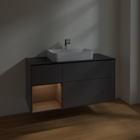 Тумба под раковину Villeroy & Boch Finion 120х50,1 см с подсветкой МДФ антрацит матовый лак/стекло черное матовое F412GNGK