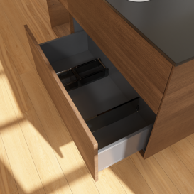 Тумба под раковину Villeroy & Boch Finion 120х50,1 см с подсветкой МДФ шпон грецкого ореха/стекло черное матовое F412GNGN