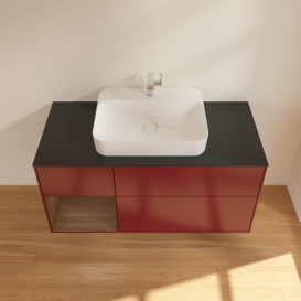 Тумба под раковину Villeroy & Boch Finion 120х50,1 см с подсветкой МДФ пион матовый лак/стекло черное матовое F412GNHB