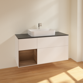 Тумба под раковину Villeroy & Boch Finion 120х50,1 см с подсветкой МДФ белый матовый лак/стекло черное матовое F412GNMT