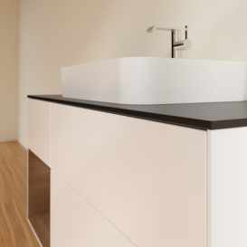 Тумба под раковину Villeroy & Boch Finion 120х50,1 см с подсветкой МДФ белый матовый лак/стекло черное матовое F412GNMT