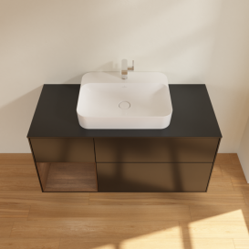 Тумба под раковину Villeroy & Boch Finion 120х50,1 см с подсветкой МДФ черный матовый лак/стекло черное матовое F412GNPD