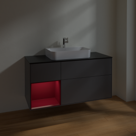 Тумба под раковину Villeroy & Boch Finion 120х50,1 см с подсветкой МДФ антрацит матовый лак/стекло черное матовое F412HBGK