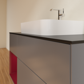 Тумба под раковину Villeroy & Boch Finion 120х50,1 см с подсветкой МДФ антрацит матовый лак/стекло черное матовое F412HBGK