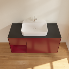 Тумба под раковину Villeroy & Boch Finion 120х50,1 см с подсветкой МДФ пион матовый лак/стекло черное матовое F412HBHB