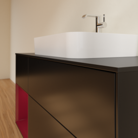 Тумба под раковину Villeroy & Boch Finion 120х50,1 см с подсветкой МДФ черный матовый лак/стекло черное матовое F412HBPD