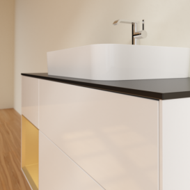 Тумба под раковину Villeroy & Boch Finion 120х50,1 см с подсветкой МДФ глянцевый белый лак/стекло черное матовое F412HFGF