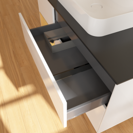 Тумба под раковину Villeroy & Boch Finion 120х50,1 см с подсветкой МДФ глянцевый белый лак/стекло черное матовое F412HFGF