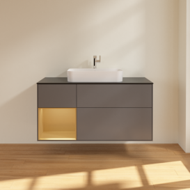 Тумба под раковину Villeroy & Boch Finion 120х50,1 см с подсветкой МДФ антрацит матовый лак/стекло черное матовое F412HFGK