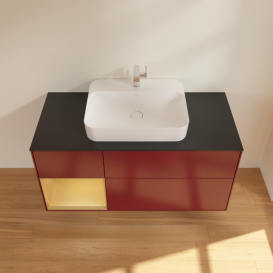 Тумба под раковину Villeroy & Boch Finion 120х50,1 см с подсветкой МДФ пион матовый лак/стекло черное матовое F412HFHB