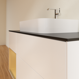 Тумба под раковину Villeroy & Boch Finion 120х50,1 см с подсветкой МДФ белый матовый лак/стекло черное матовое F412HFMT