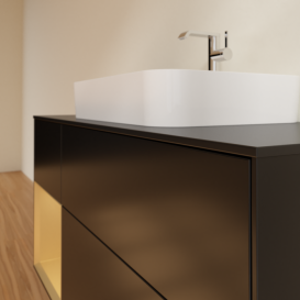 Тумба под раковину Villeroy & Boch Finion 120х50,1 см с подсветкой МДФ черный матовый лак/стекло черное матовое F412HFPD