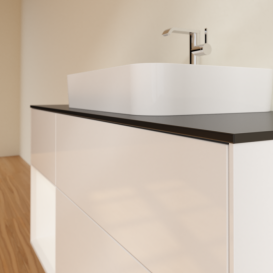 Тумба під раковину Villeroy & Boch Finion 120х50,1 см із підсвічуванням МДФ білий глянцевий лак/скло чорне матове F412MTGF