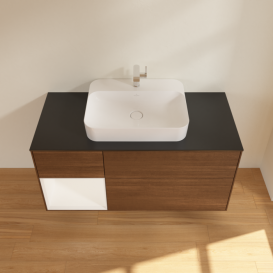 Тумба под раковину Villeroy & Boch Finion 120х50,1 см с подсветкой МДФ шпон грецкого ореха/стекло черное матовое F412MTGN