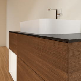 Тумба под раковину Villeroy & Boch Finion 120х50,1 см с подсветкой МДФ шпон грецкого ореха/стекло черное матовое F412MTGN