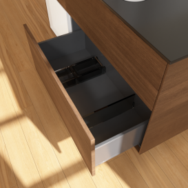 Тумба под раковину Villeroy & Boch Finion 120х50,1 см с подсветкой МДФ шпон грецкого ореха/стекло черное матовое F412MTGN