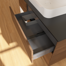 Тумба под раковину Villeroy & Boch Finion 120х50,1 см с подсветкой МДФ шпон грецкого ореха/стекло черное матовое F412MTGN