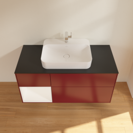 Тумба под раковину Villeroy & Boch Finion 120х50,1 см с подсветкой МДФ пион матовый лак/стекло черное матовое F412MTHB