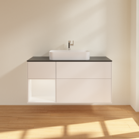 Тумба под раковину Villeroy & Boch Finion 120х50,1 см с подсветкой МДФ белый матовый лак/стекло черное матовое F412MTMT