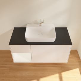 Тумба под раковину Villeroy & Boch Finion 120х50,1 см с подсветкой МДФ белый матовый лак/стекло черное матовое F412MTMT